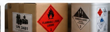 Dangerous goods packages with hazard labels
