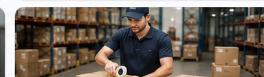Warehouse worker preparing packages for forwarding